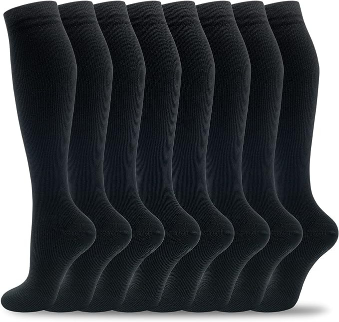 fenglaoda 8 Pairs Compression Socks for Men & Women 20-30 mmHg Knee High Nurse Pregnant Running M... | Amazon (US)