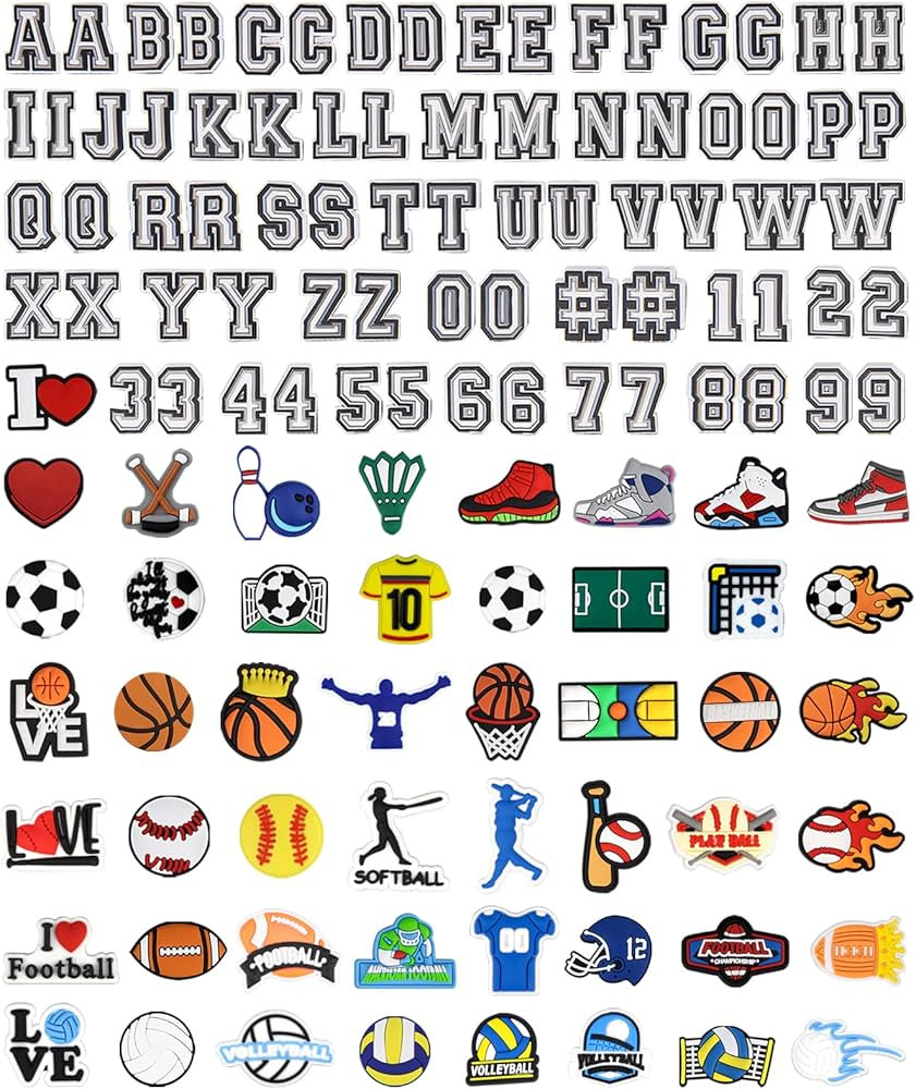 Sports Letters Numbers Charms Basketball Baseball Hockey Lacrosse Softball Soccer Football Volley... | Amazon (US)