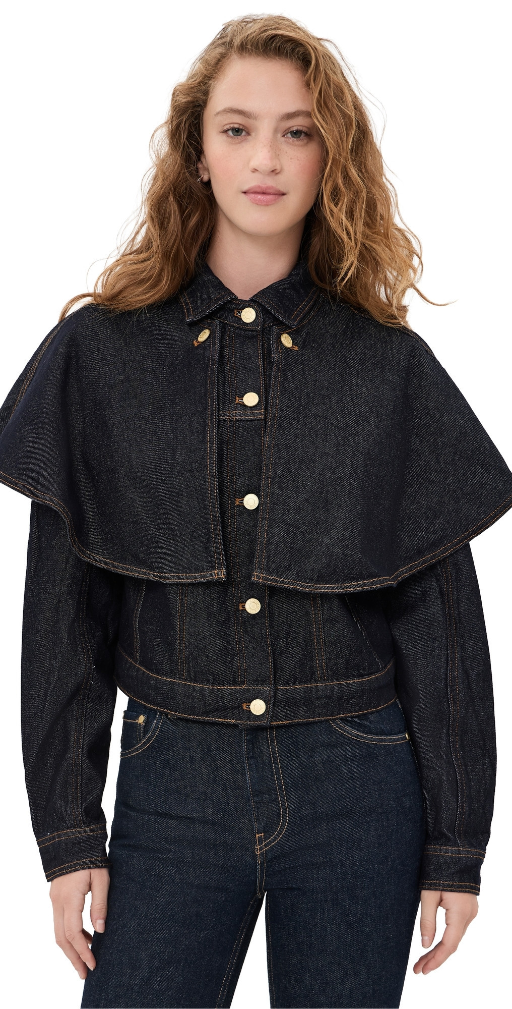 Line & Dot Roxie Cape Jacket Indigo M | Shopbop