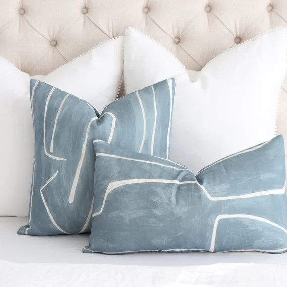 Kelly Wearstler Graffito Deep Sky Blue Pillow Cover Square | Etsy | Etsy (US)