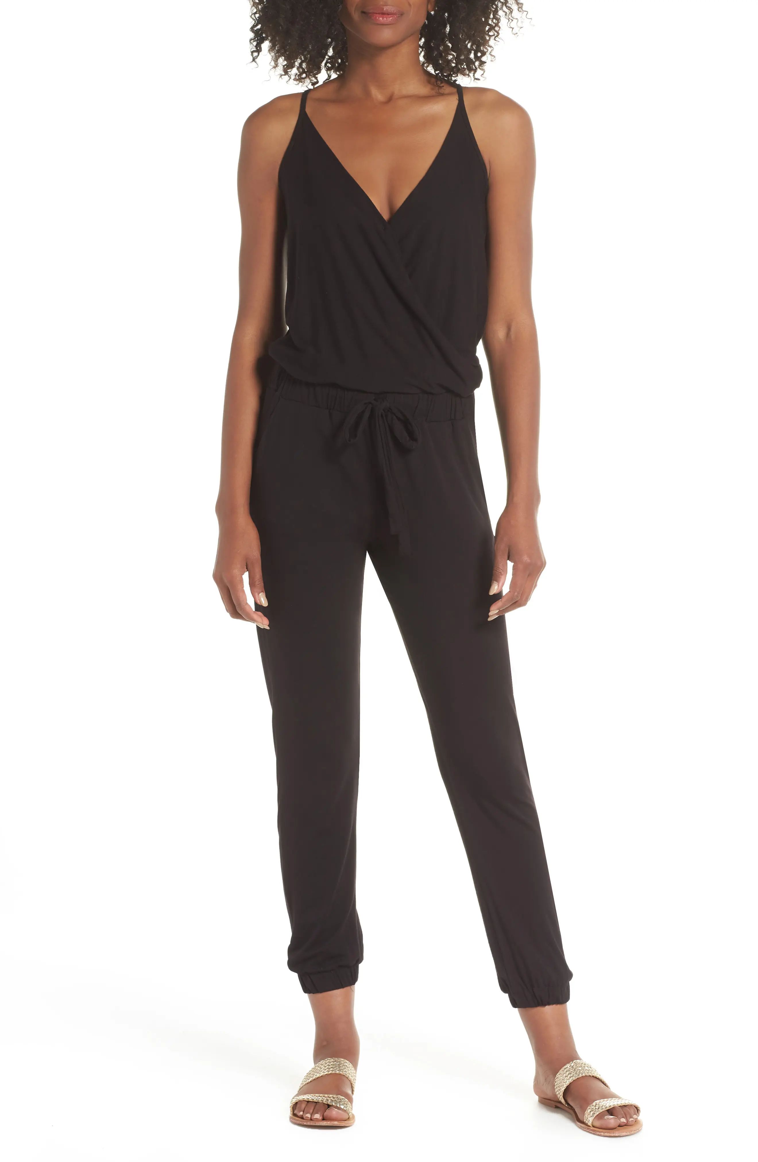 Women's Elan Surplice Cover-Up Jumpsuit, Size Small - Black | Nordstrom