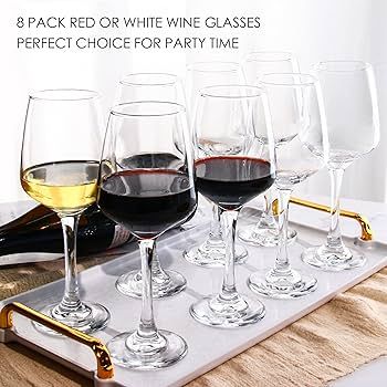 Wine Glasses Set of 8, 12 Oz Classic Red or White Wine Glass with Stem, Perfect for Home, Restaur... | Amazon (US)