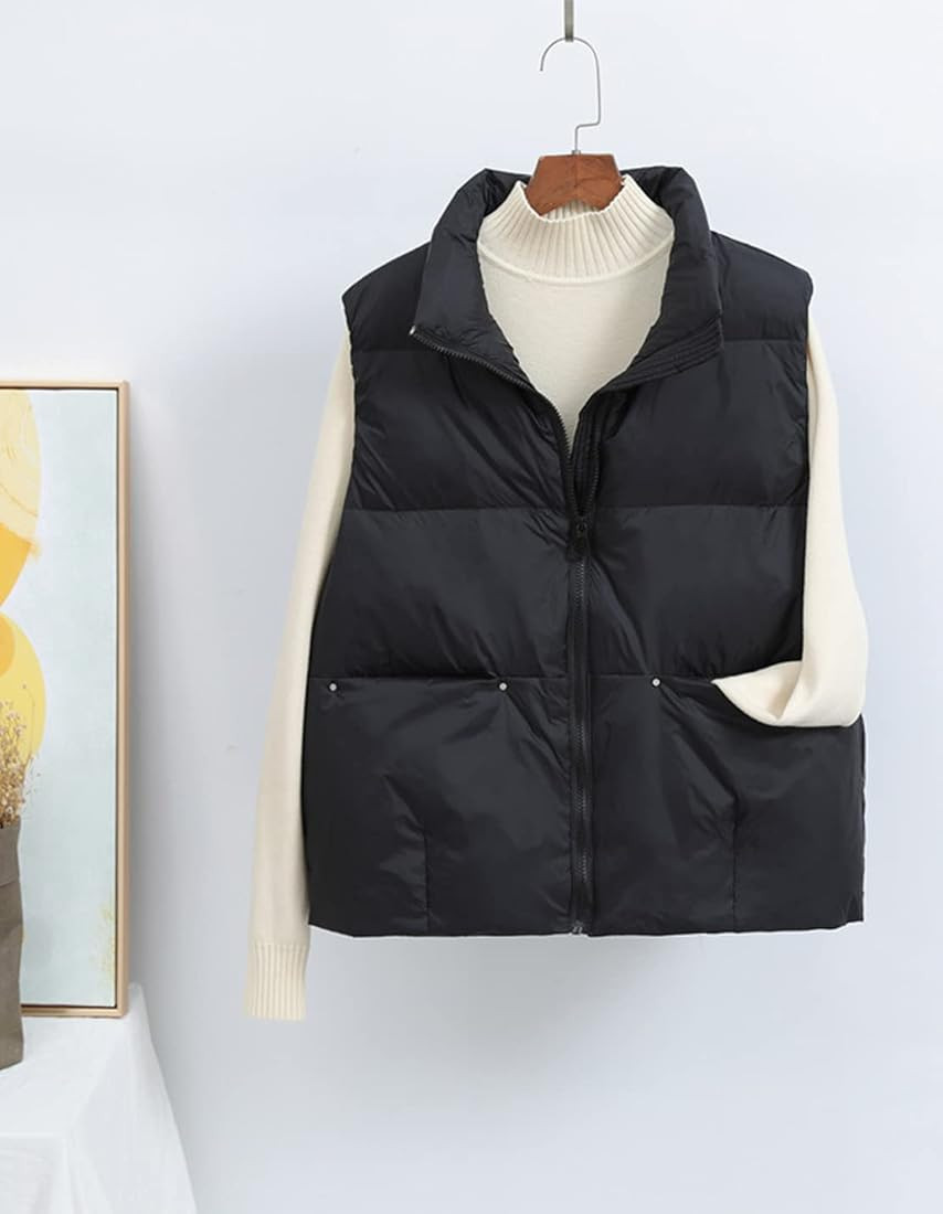 COWOKA Women's Lightweight Casual Thicken Puffer Vest Sleeveless Stand Collar Jacket Coat | Amazon (US)