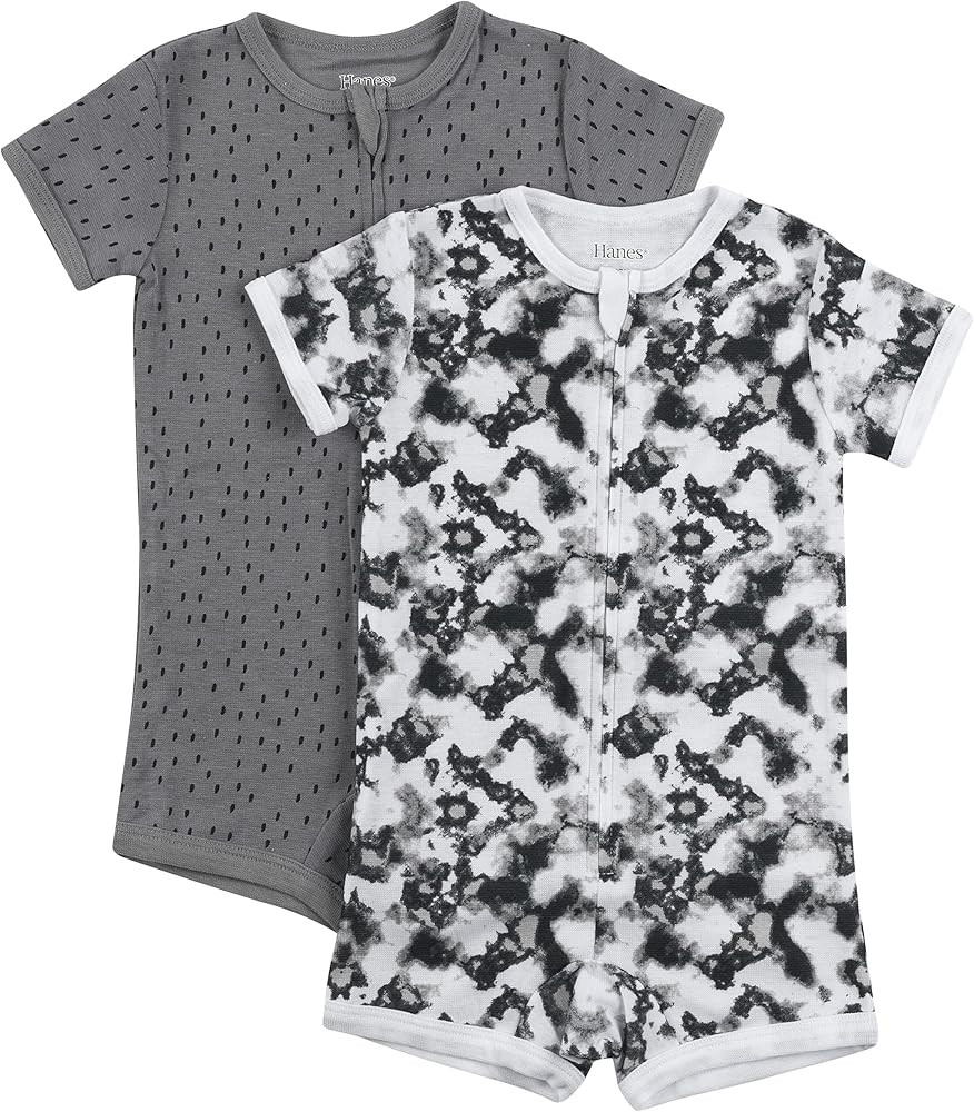 Hanes Baby Ultimate Zippin Short Sleeve Romper (2 Pack) | Amazon (US)