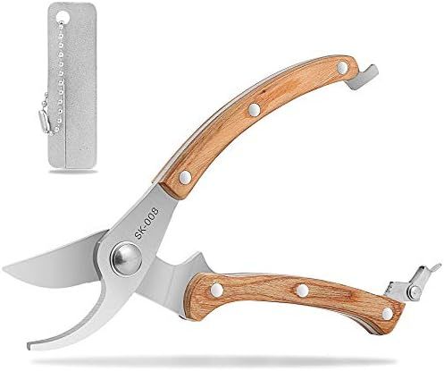 Bypass Pruning Shears - Solid Wood Handle Garden Shears- 8-inch Built-in Spring Tree Trimmers - G... | Amazon (US)