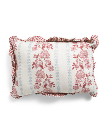 14x20 Floral Striped Gingham Ruffle Edge Pillow | Throw Pillows | Marshalls | Marshalls