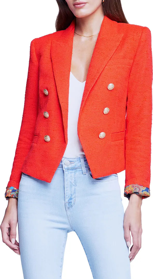 Brooke Double Breasted Crop Cotton Blend Blazer | Nordstrom