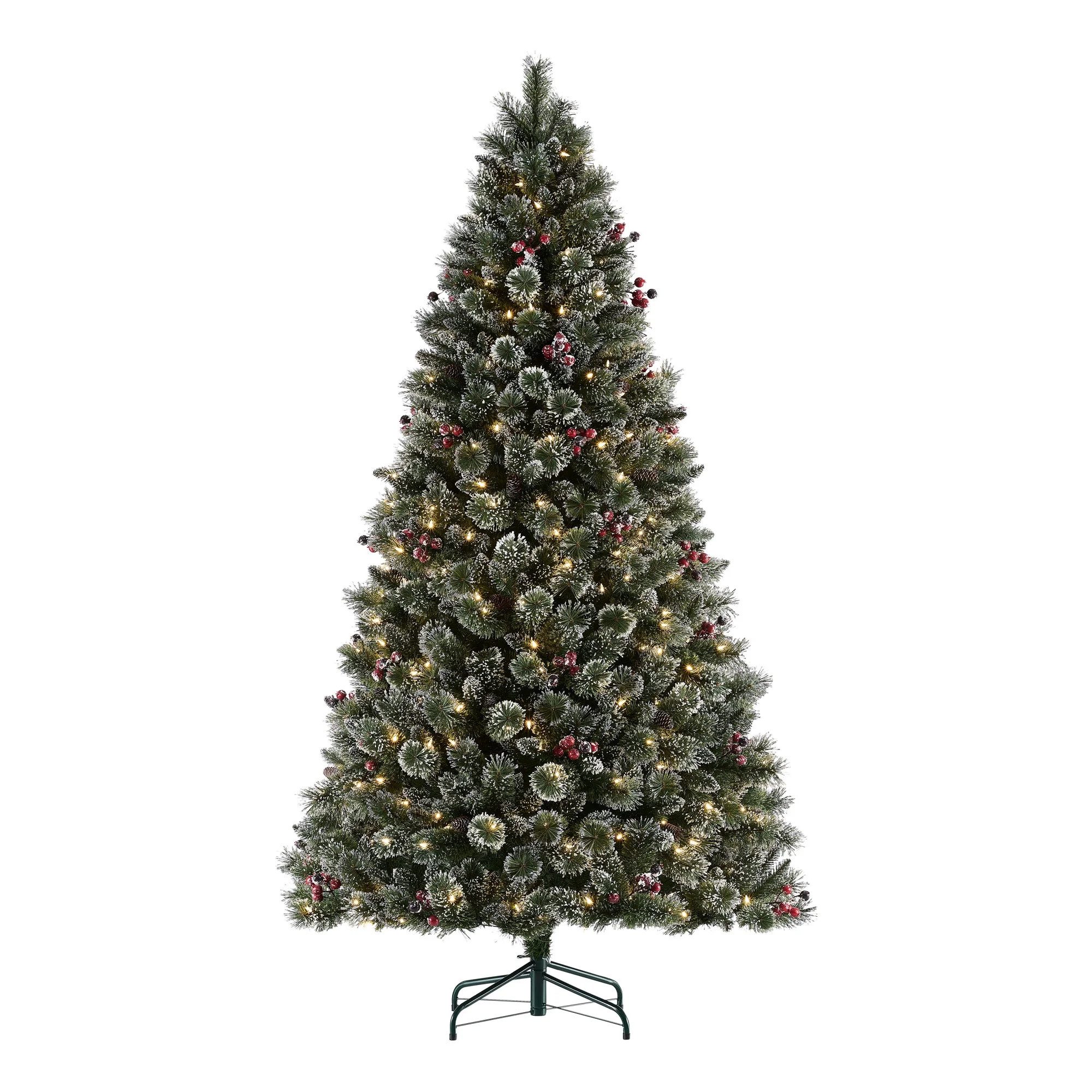 7.5ft Pre-Lit Glittering Frost Pine Artificial Christmas Tree, 350 LED, Green, by Holiday Time | Walmart (US)