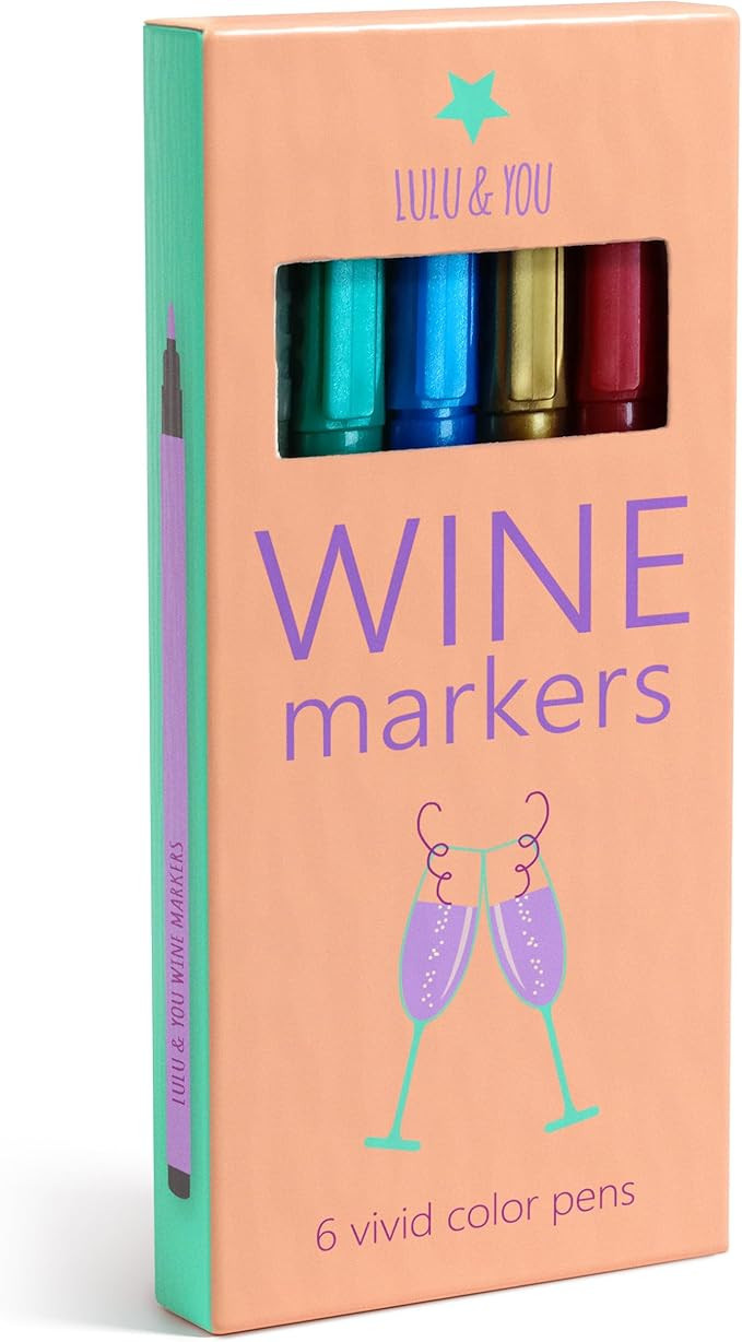 LuLu Wine Glass Markers - Metallic Colors 6 Pens Pack - Wine Charms Alternative | Amazon (US)