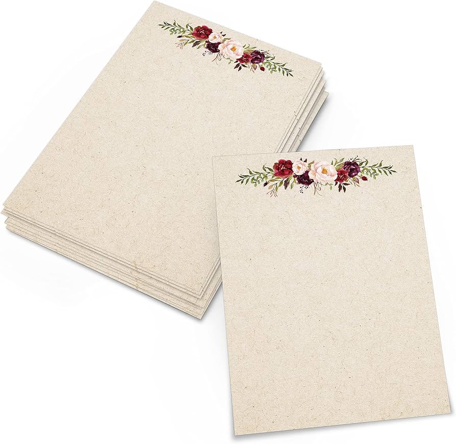 321Done Red Floral Blank Note Cards, 4x6 Kraft, Made in USA - Cute Roses Design, Premium Cardstoc... | Amazon (US)