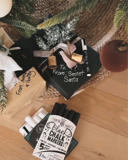 Amazon gift Christmas present wrapping with kraft paper- black and brown and velvet ribbon, chalk markers and vintage bell decor! Don’t forget the faux greenery picks 🌲#giftwrap #wrapping #paper #Christmas

#LTKSeasonal #LTKHoliday #LTKhome