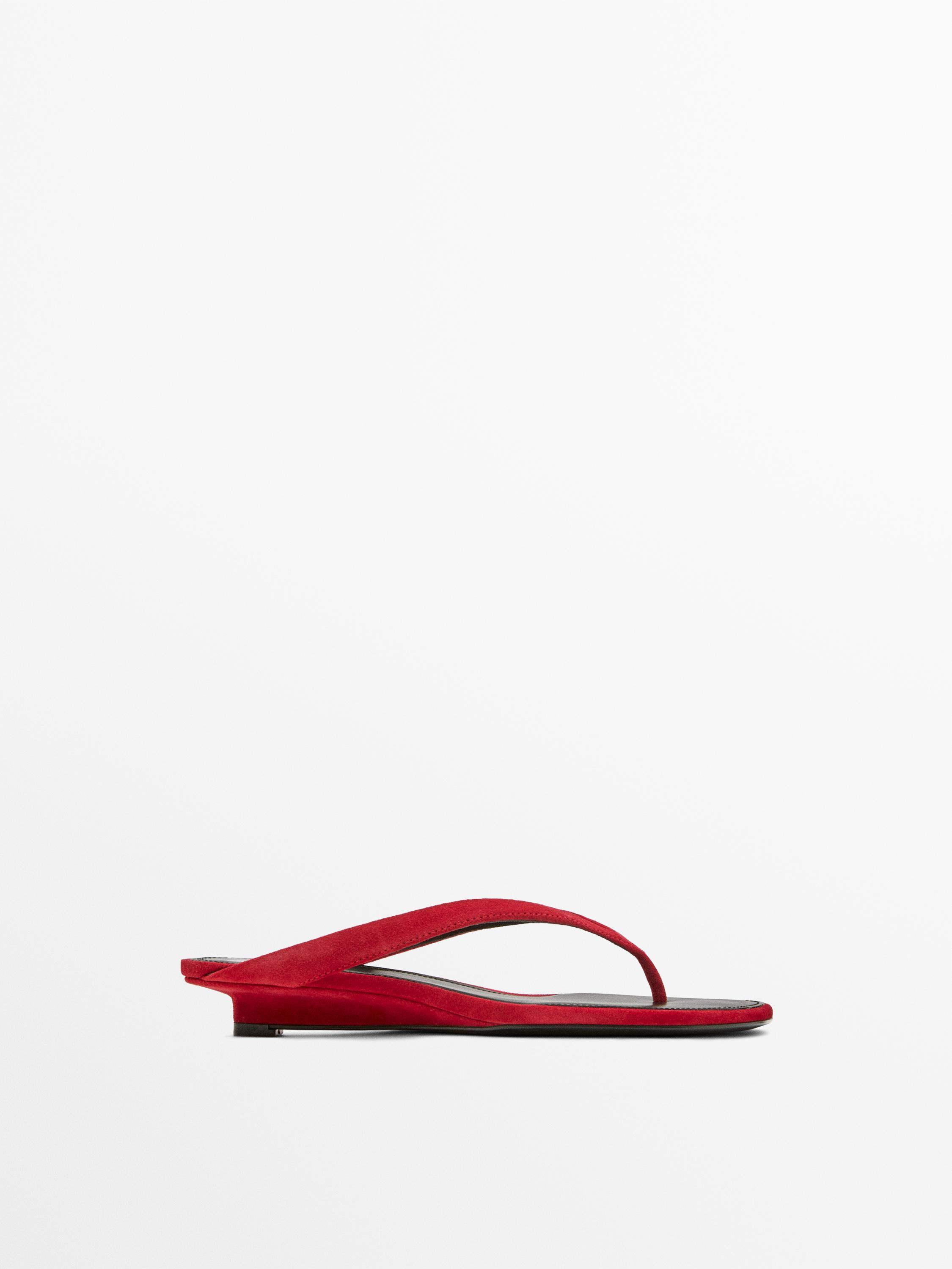 Mid-heel sandals with toe divider | Massimo Dutti UK