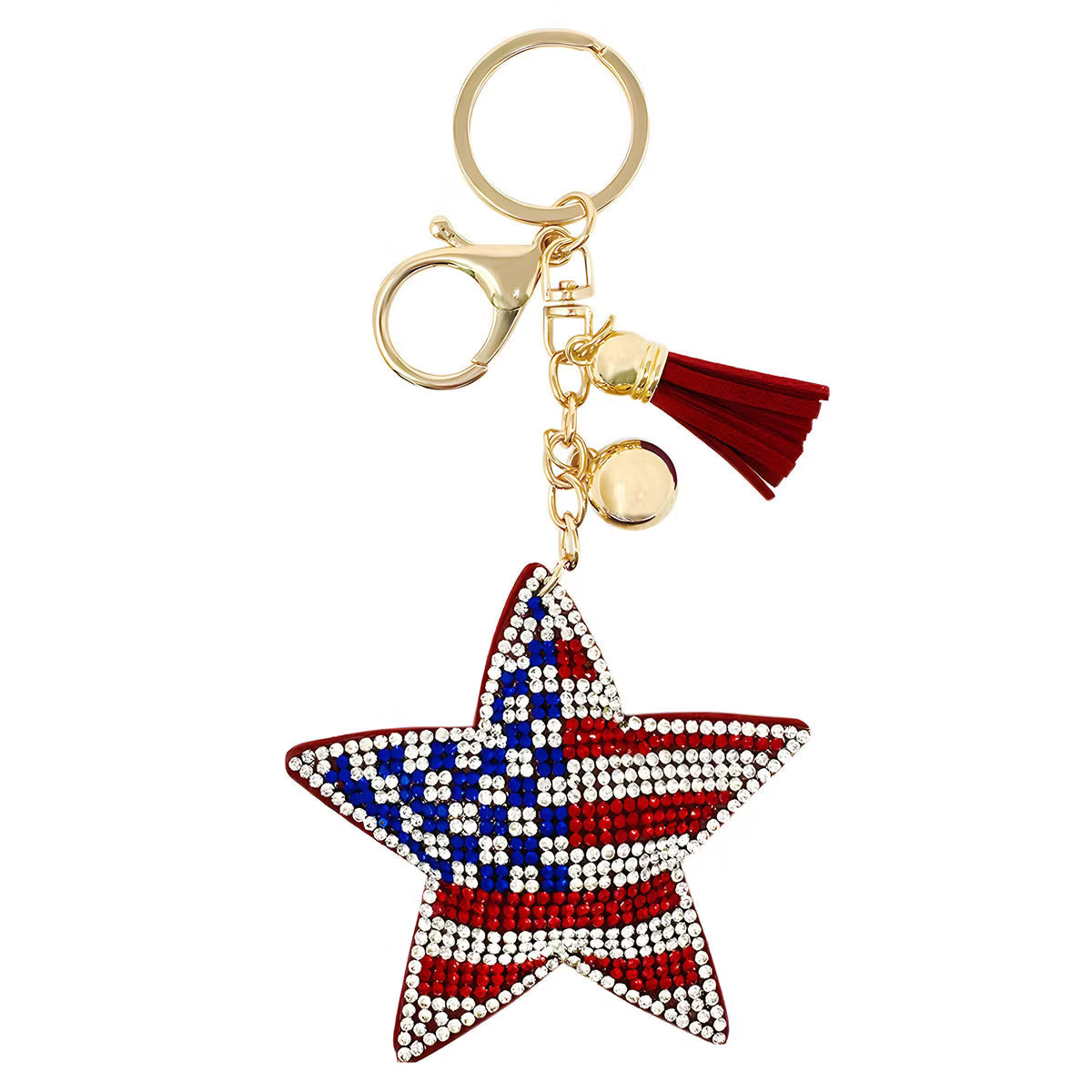 Wrapables Crystal Bling Key Chain Keyring with Tassel Car Purse Handbag Pendant, US Star | Target