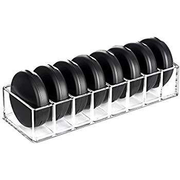 hblife Clear Acrylic Compact Organizer Blushes Highlighters Eyeshadow Makeup Organizer, 8 Spaces | Amazon (US)