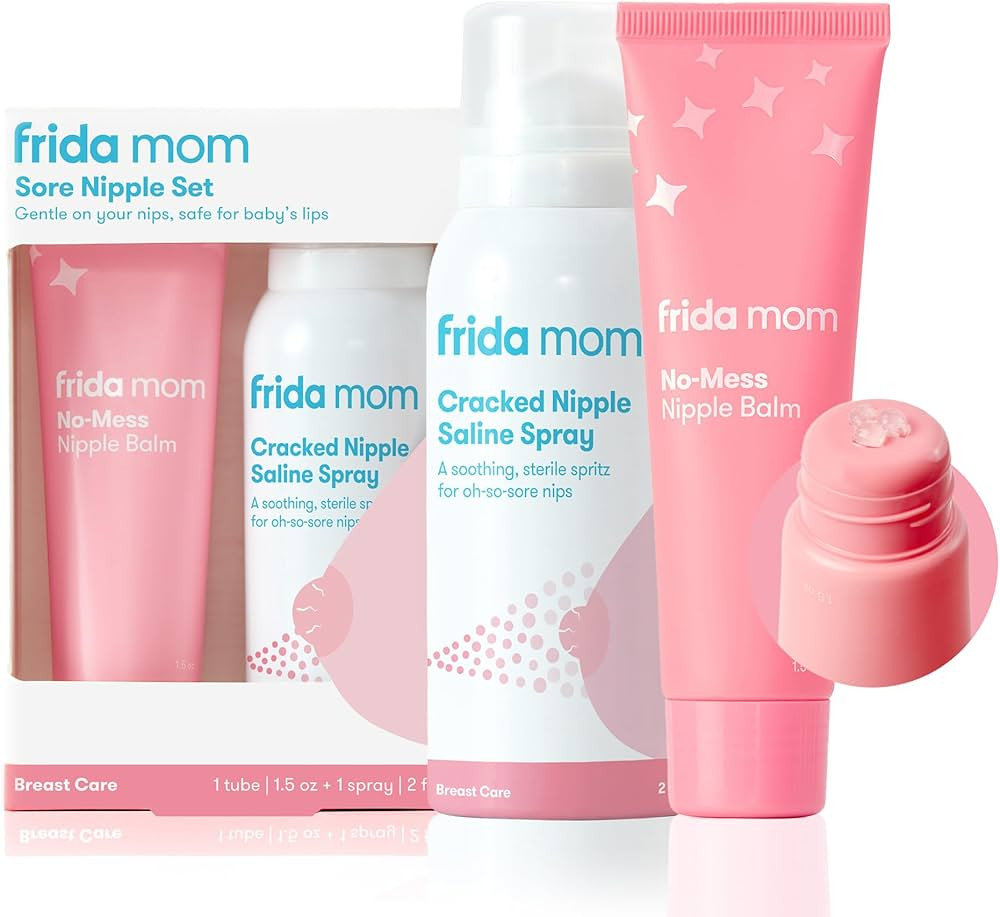 Frida Mom Nipple Cream and Saline Spray Set, Breastfeeding Essentials for New Moms, Cracked Nippl... | Amazon (US)
