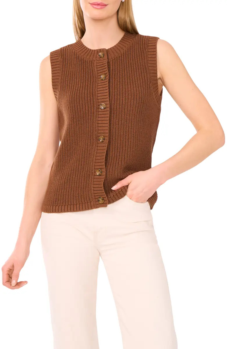 Halogen® Sleeveless Cotton Cardigan | Nordstrom | Nordstrom