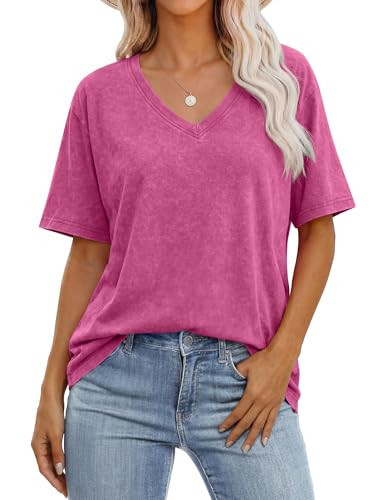 ANRABESS Womens Oversized Acid Washed T-Shirt Short Sleeve Vintage Casual V Neck Tops 2026 Summer... | Amazon (US)