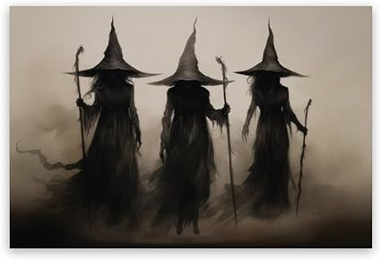Creepy Witchy Wall Decor Posters Three Witches Vintage Witch Wall Art Decor Aesthetic Halloween R... | Amazon (US)