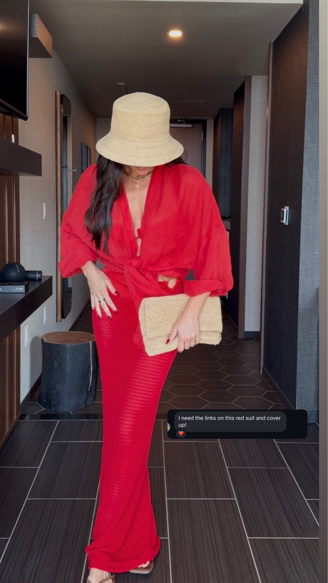 The red set you guys keep asking about ❤️‍🔥 The color, the fit, the high-waisted bottoms — SO good. Styled it with a matching red cover-up, straw hat + woven clutch for an easy vacation look.

Sizing: top V | bottoms V

Red bikini, red swimsuit, vacation outfit, resort wear, swimwear, bikini, beach outfit, cover up, summer style, vacation style

#LTKootd #LTKSeasonal #LTKSwim