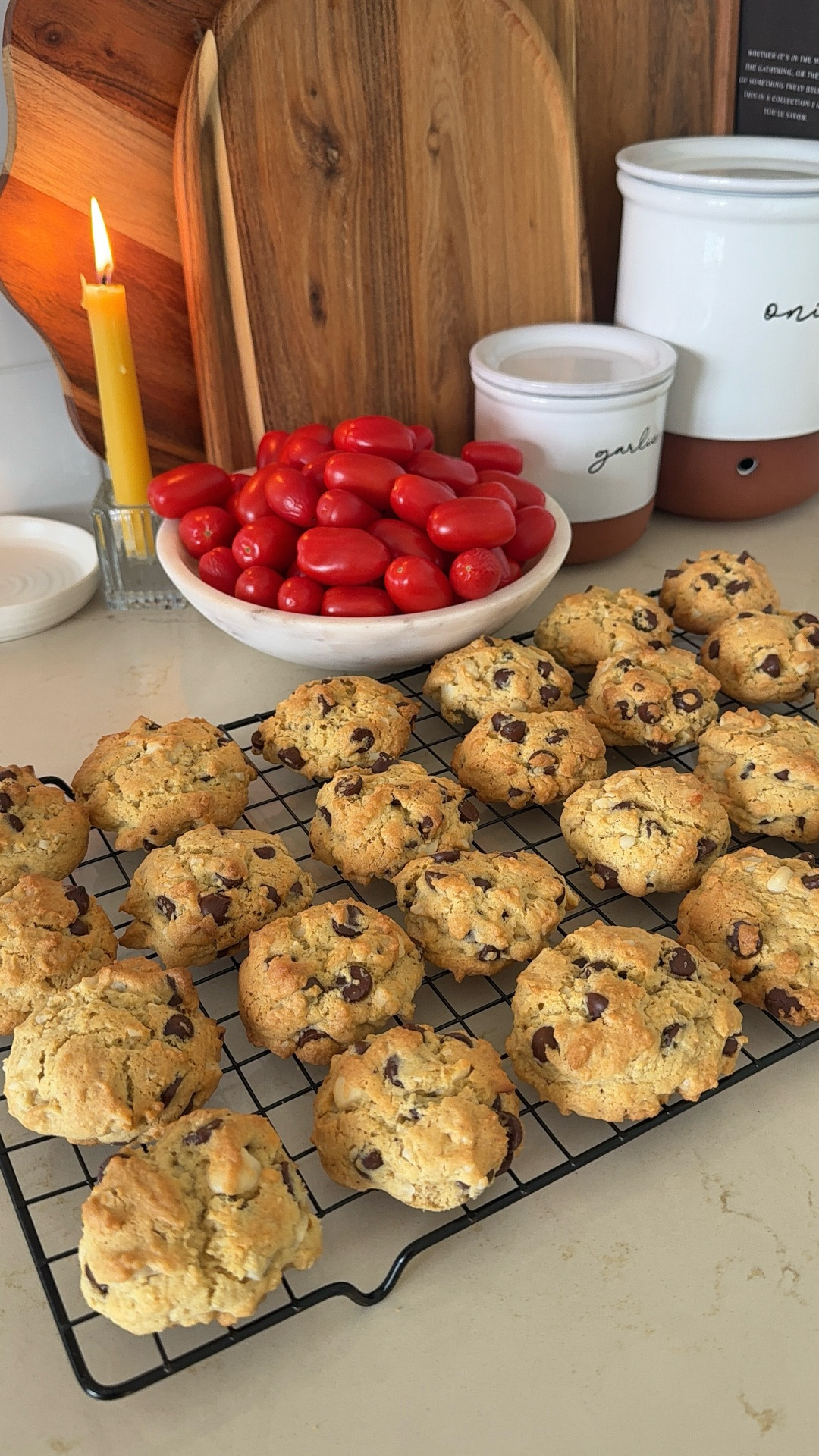 I love fashion but I also love food and these are amazing! Recipe below 🍪
115g butter 
80g raw sugar (can be doubled if you like things really sweet)
100g sourdough discard
1 egg yolk
5g vanilla extract
150g plain flour
10g corn flour
3g baking powder
3g bicarb soda
200g chocolate chips (I used dark chocolate)
120g macadamias (roughly chopped) 

Beat the butter and sugar until well mixed in the stand mixer. Add in the vanillas and egg yolk. Combine all of your dry ingredients into a bowl, mix. Then add to your stand mixer until well combined. Add in nuts and chocolate chips and gently mix through. 
Preheat oven to 190 degrees. Roll the dough into balls and bake for approximately 9-10 minutes. 
Cool on the tray for 5-10 minutes before transferring to a cooling rack to cool completely. Enjoy 🍪

#LTKaustralia #LTKhome #LTKfamily