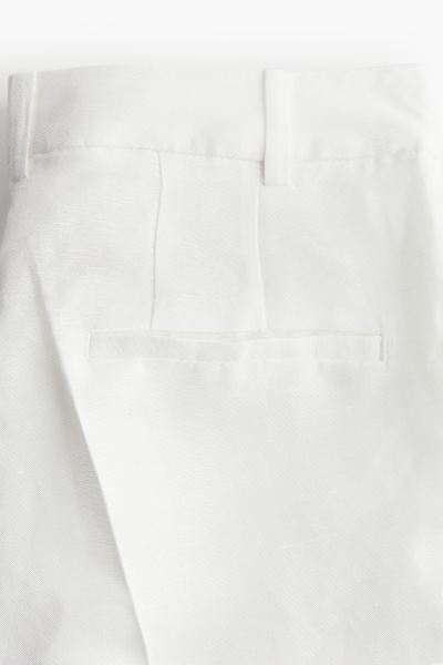 Tailored linen-blend trousers - White - Ladies | H&M GB | H&M (UK, MY, IN, SG, PH, TW, HK)