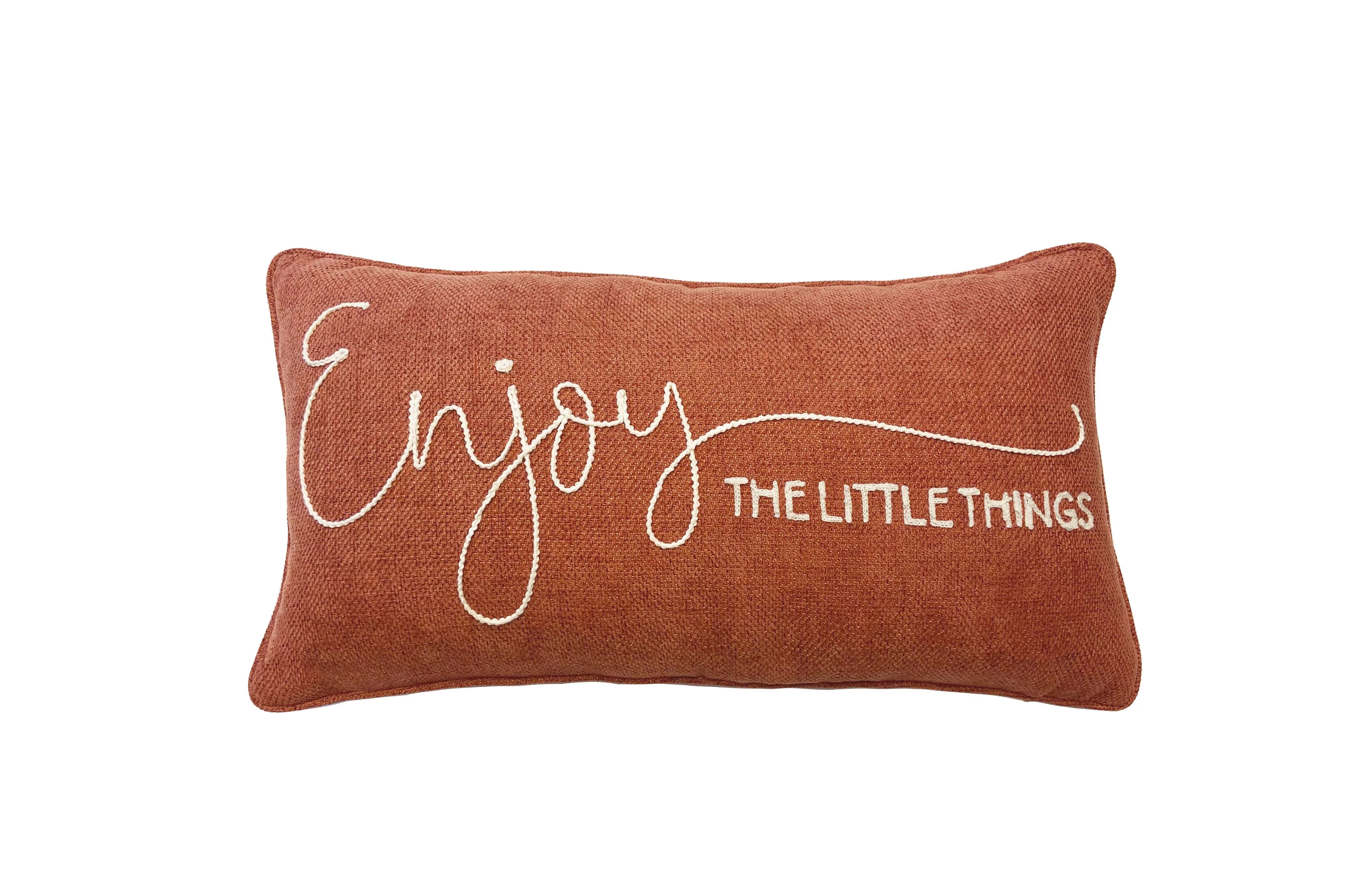 Mainstays Decorative Throw Pillow, Enjoy, Oblong, Clay, 12''x22'', 1Pack | Walmart (US)