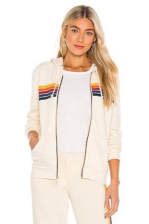 5 Stripe Zip Hoodie in Heather Grey | Revolve Clothing (Global)