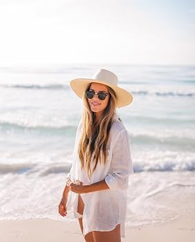 Zoye Chen Women’s Bikini Swimsuit Cover Up Button Down V Neck Shirts Long Sleeve Blouse Beachwe... | Amazon (US)