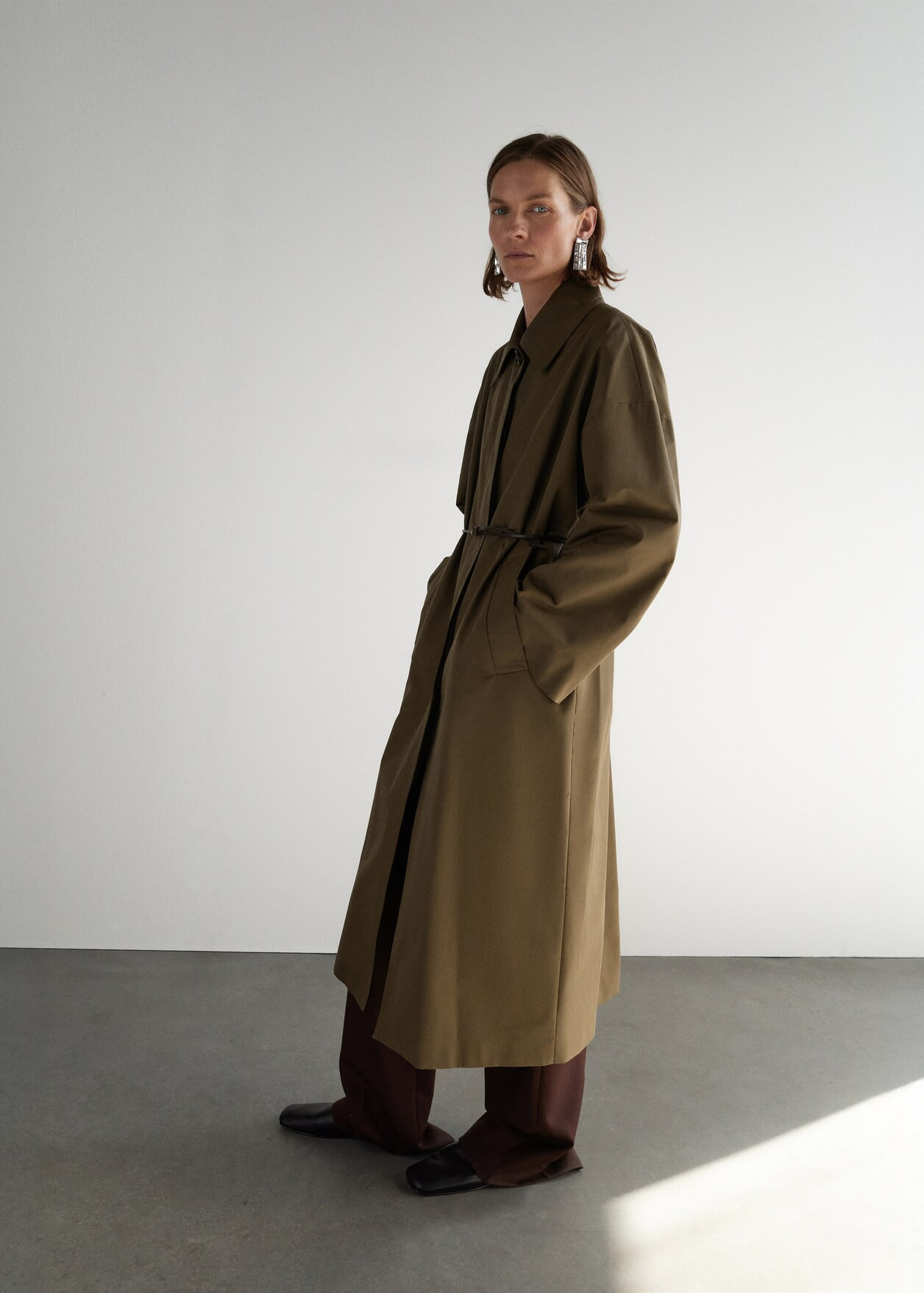 Long cotton trench coat with concealed buttons - Women | MANGO United Kingdom | MANGO (UK)