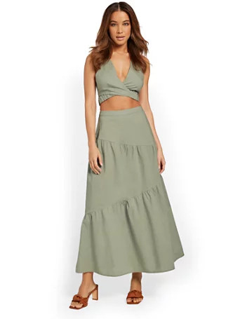 2-Piece Crop Top & Midi Skirt Set - In The Beginning - New York & Company | New York & Company