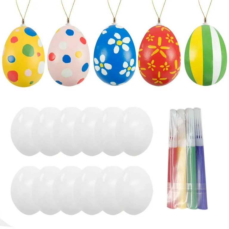White Easter Eggs Painting Kit,Easter Egg Decorating Kit, 12 Pcs Paintable White Blank Easter Egg... | Walmart (US)