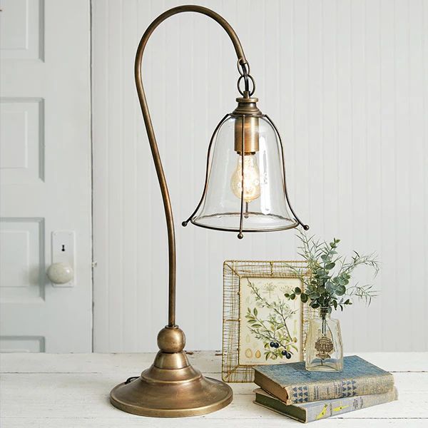Antique Gooseneck Brass Finish Lamp | Decor Steals
