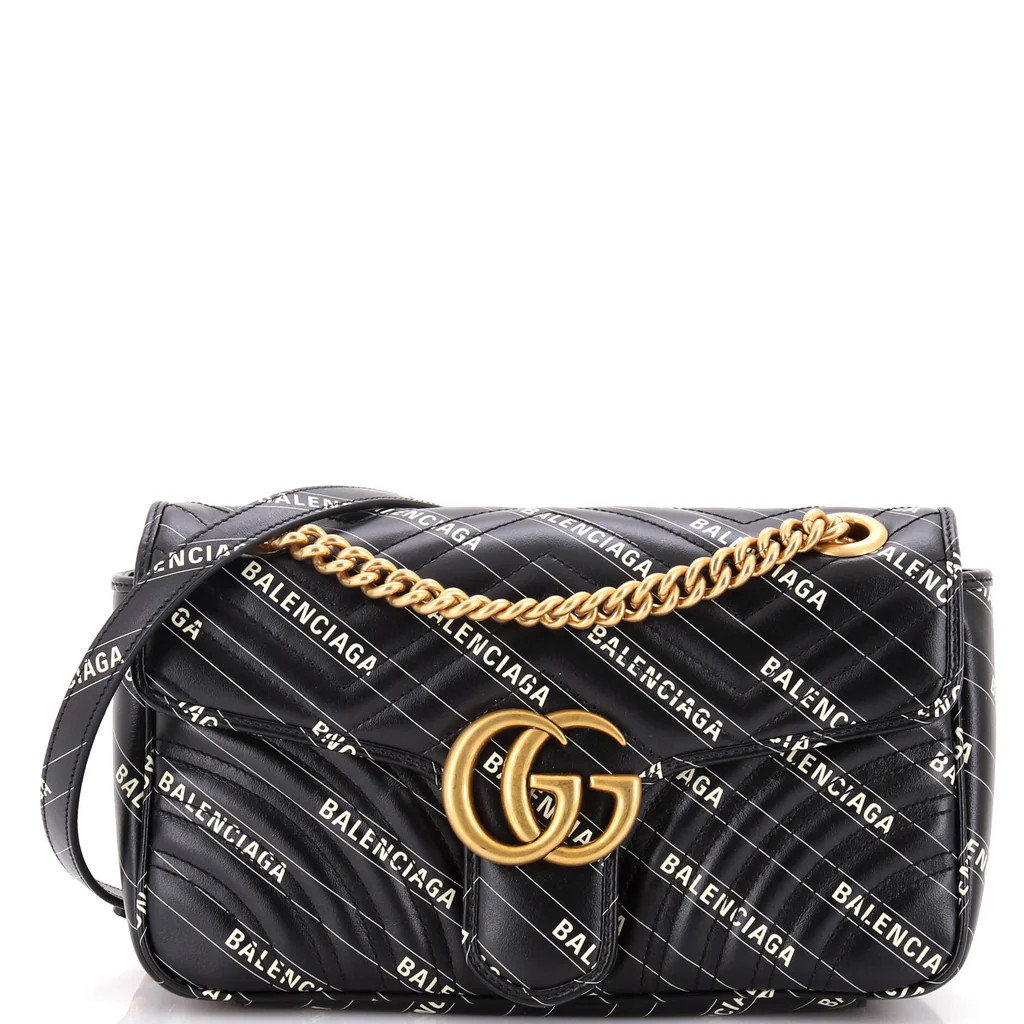 x Balenciaga The Hacker Project GG Marmont Flap Bag Printed Matelasse Leather Small | Rebag