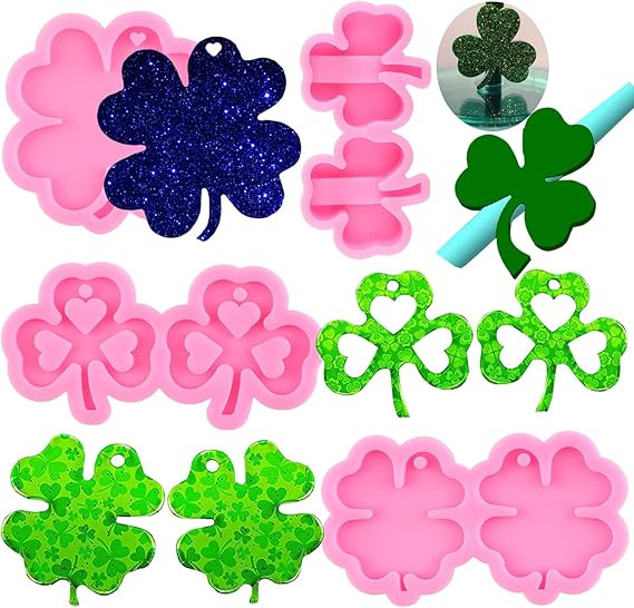 MIYAHOUSE St. Patrick's Day Silicone Molds Shamrock Keychain Resin Mold Clover Epoxy Resin Molds ... | Amazon (US)