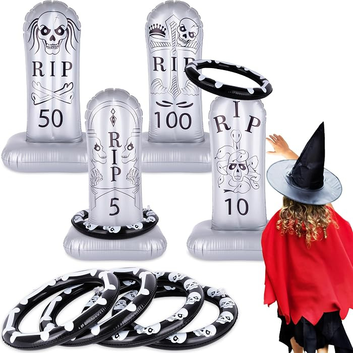 ArtCreativity Tombstone Ring Toss - Set of 4 - Gravestone Ring Toss Game with Weighted Bottoms - ... | Amazon (US)