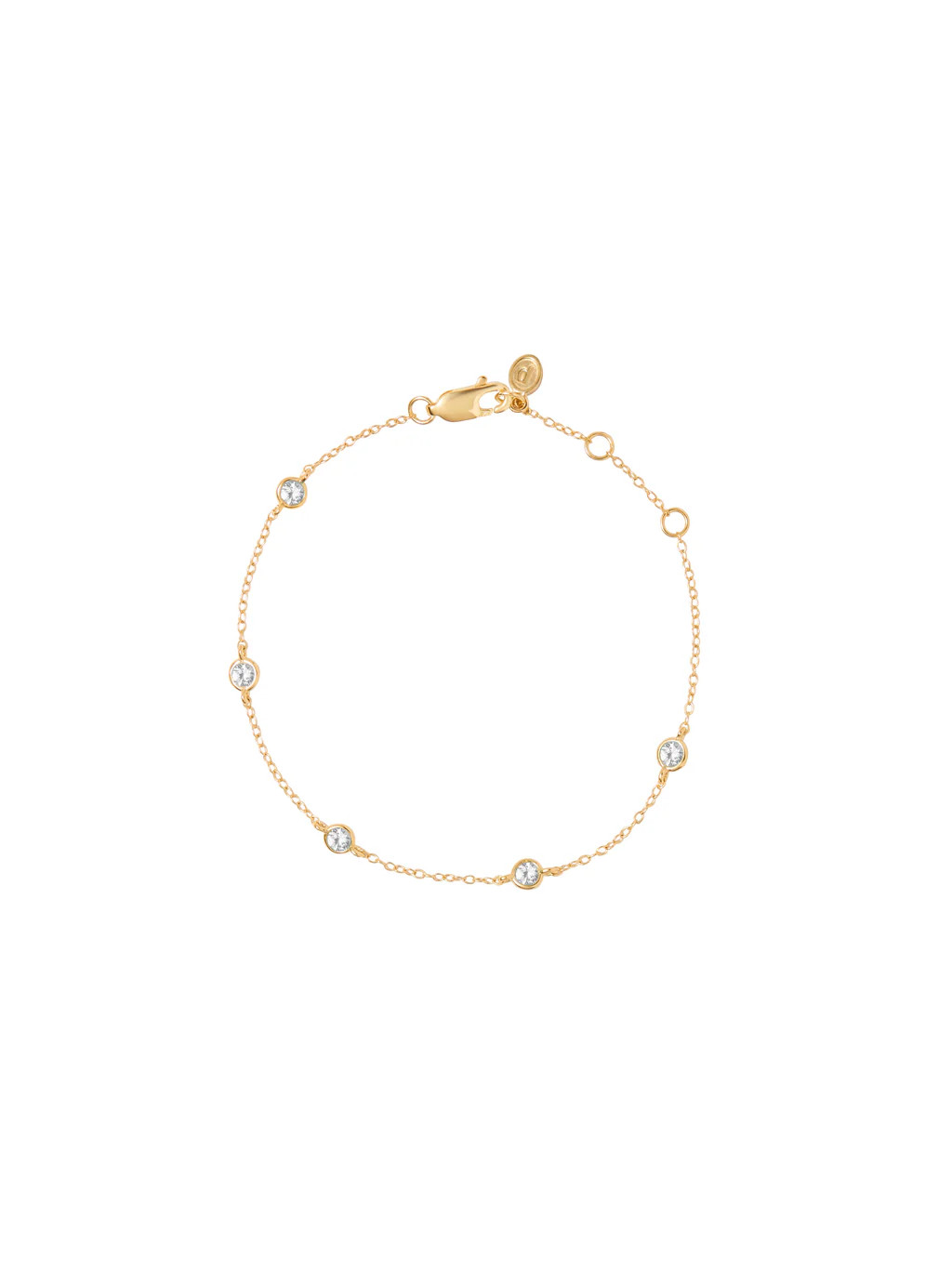 CLEMENCE, LAB WHITE SAPPHIRE 5 STONE STRAND BRACELET, GOLD | Dorsey