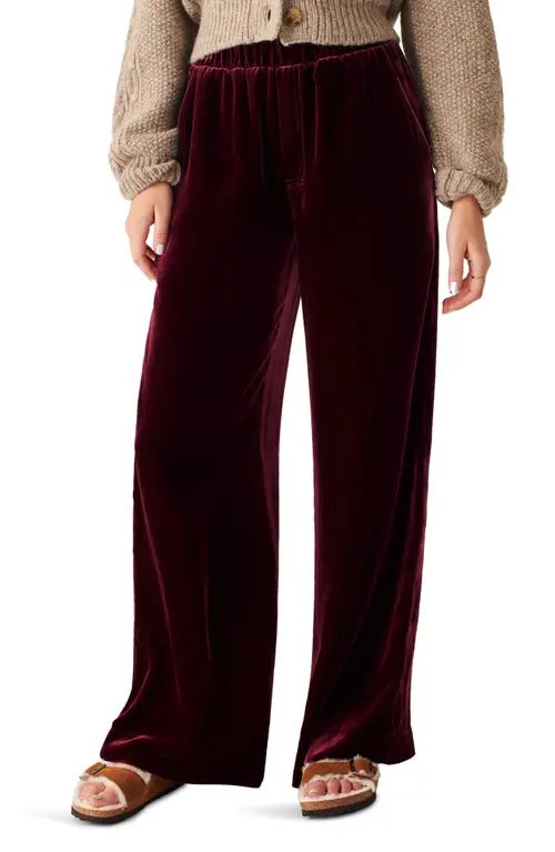 Faherty Genevieve Wide Leg Velvet Pants in Maroon Banner at Nordstrom, Size X-Large | Nordstrom