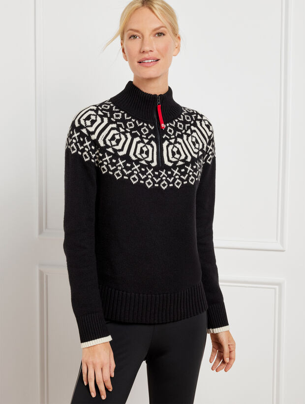 Half-Zip Sweater - Wintery Geo Fair Isle | Talbots