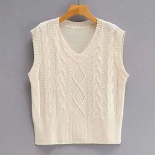 Cable-Knit Vest z816 - Beige - One Size | YesStyle Global