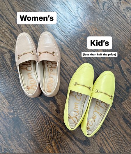 ordered my favorites loafers (shown in “classic nude leather” on the left) in kid’s sizing to compare. 

a size 4 Big Kid / Youth fits the same as a 5.5 Women’s. 

I almost never do kids shoes except for sneakers because the quality is almost always lower and the fit is usually odd.

However several of you recommended these in kids, and They’re surprising similar in looks, with the kids having a rubber some while womens has a harder sole and I’m sure there’s other differences internally but I can’t really tell from a glance. Do note that I read a bunch of reviews that the kids shoe stretches out and gets wider and looser at the back.

#LTKshoecrush #LTKFind #LTKkids