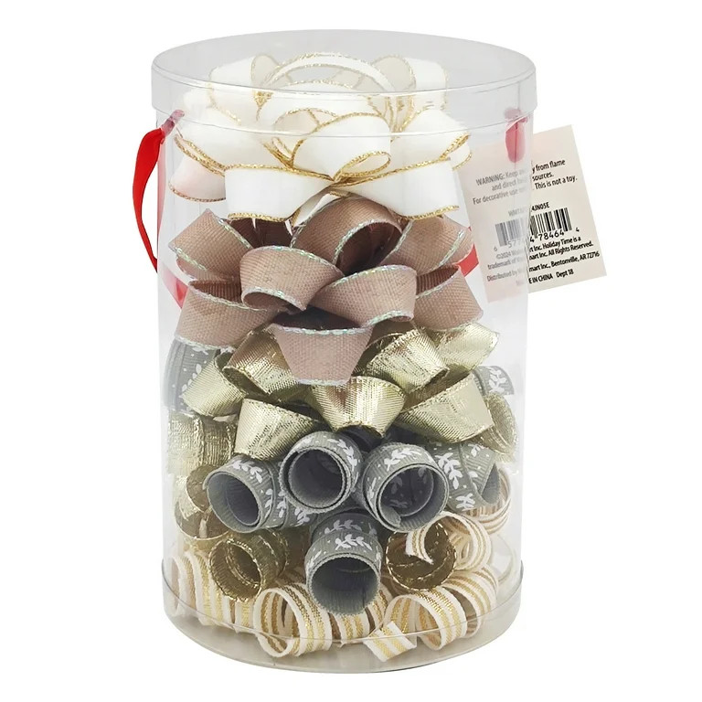 Brown, Ivory, and Gold Peel 'N Stick Christmas Gift Wrapping Bows, 6 Count, by Holiday Time | Walmart (US)