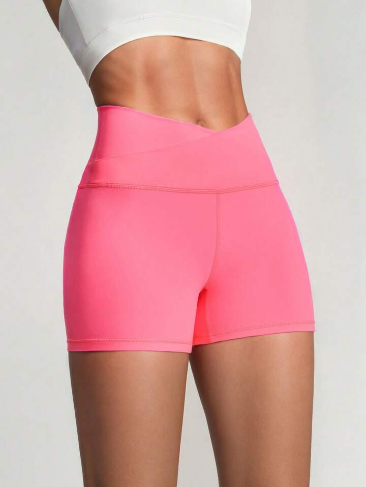 GLOWMODE 4.3" FeatherFit™ Crossover Cutie Biker Shorts Low Impact Cycling Running Gym Workout S... | SHEIN