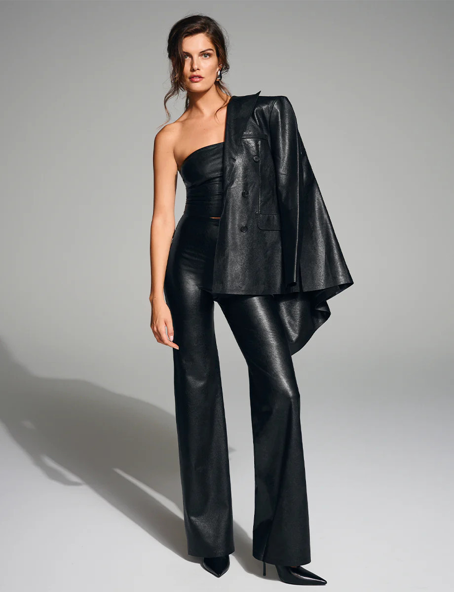 Faux Leather Wide Leg Pant Large / Black | Commando®