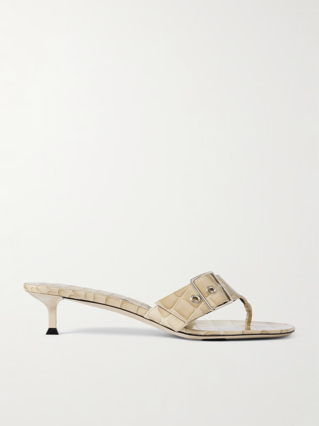 CHRISTEN - Helix Buckled Croc-effect Patent-leather Sandals - White | NET-A-PORTER (US)