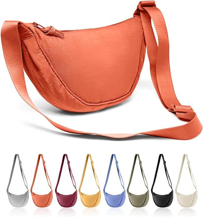 Nylon Crescent Hobos & Shoulder Crossbody Bag - Compact, Adjustable & Waterproof Casual Style Dum... | Amazon (UK)
