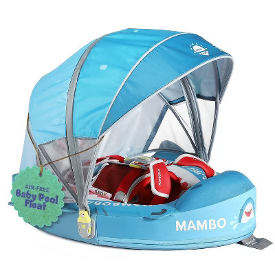 Mambobaby Sunny Navigator Baby Pool Float with Canopy Novelty Float - Shark Jaw Blue | Target