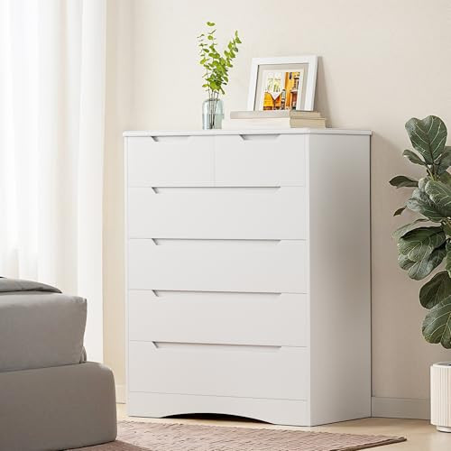 Gizoon 6 Drawer Dresser, Chest of Drawers with Large Storage, White Dressers for Bedroom, Tall Dresser and Organizer with Anti-Tripping, Wooden Cabinet for Office, Living Room, Entryway | Amazon (US)