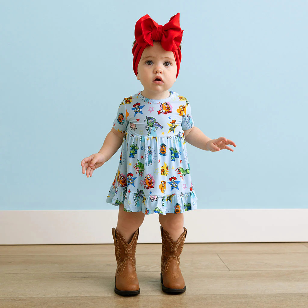 Character Blue Girl Disney Toy Story Time Ruffled Twirl Bodysuit Dress | Posh Peanut\u00ae | Posh Peanut