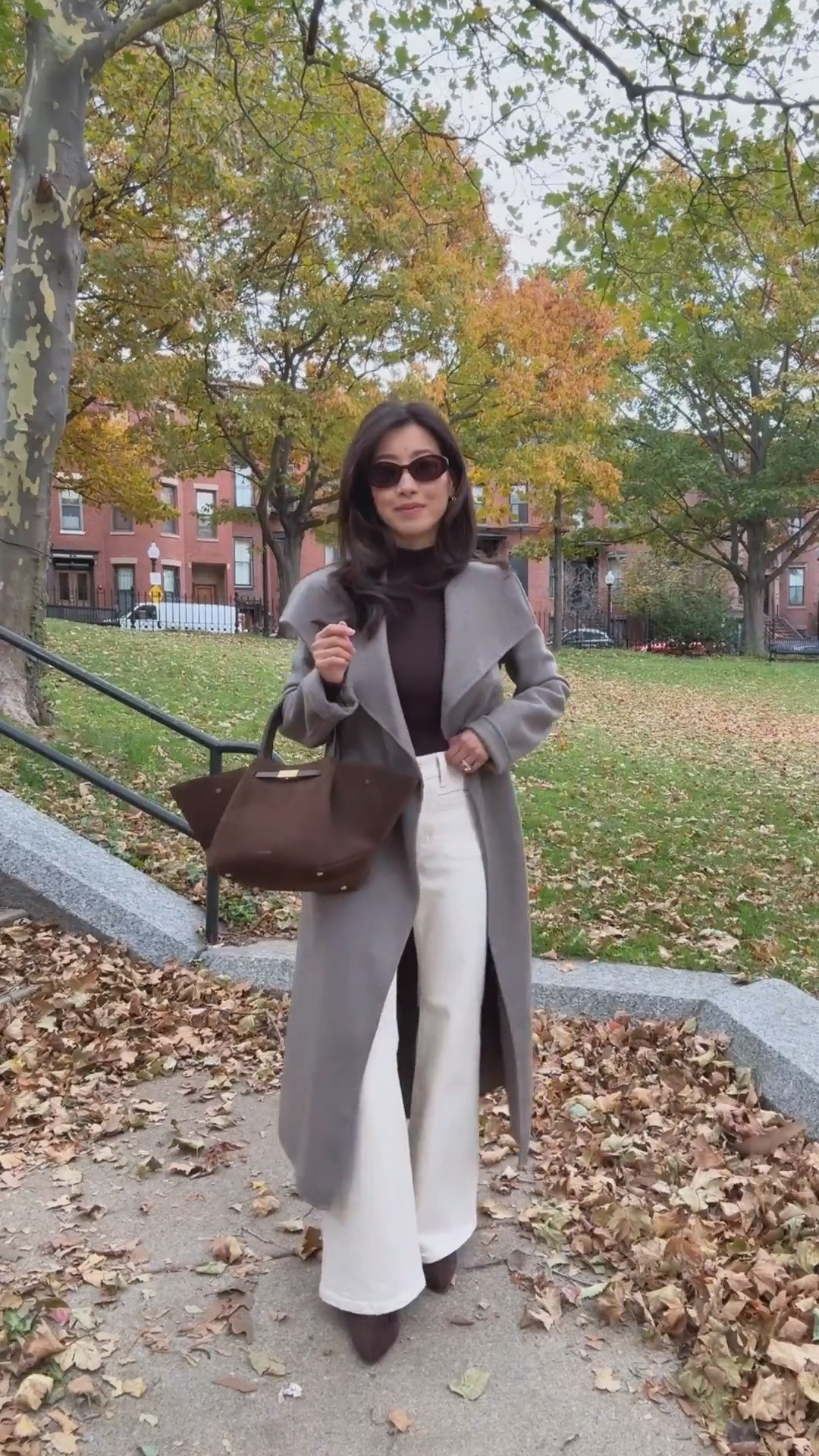 Elegant fall outfit:

- Aritzia portfolio double faced wool wrap jacket XXS 

FYI This is unlined which is what gives it the drape. Longer, past midi length on me (5 ft tall). Love it for fall weather.

- J.Crew jeans size 24 Petite, these are old I linked similar 

- old mockneck linked similar 

- old The Drop ankle boots

- madewell oval sunglasses

- demellier suede bag

smart casual office wear, corporate girl style, Boston workwear outfit for fall, elegant elevated looks

#LTKPetite #LTKWorkwear #LTKSeasonal