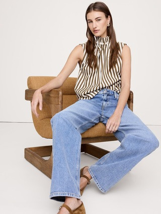 COTTON POPLIN CINCH-NECK TOP | Banana Republic (US)